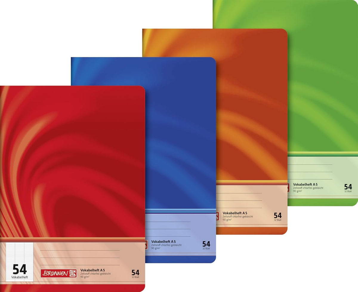 BRUNNEN Vokabelheft A5, 32 Blatt, Lin 54, Farbe zufällig