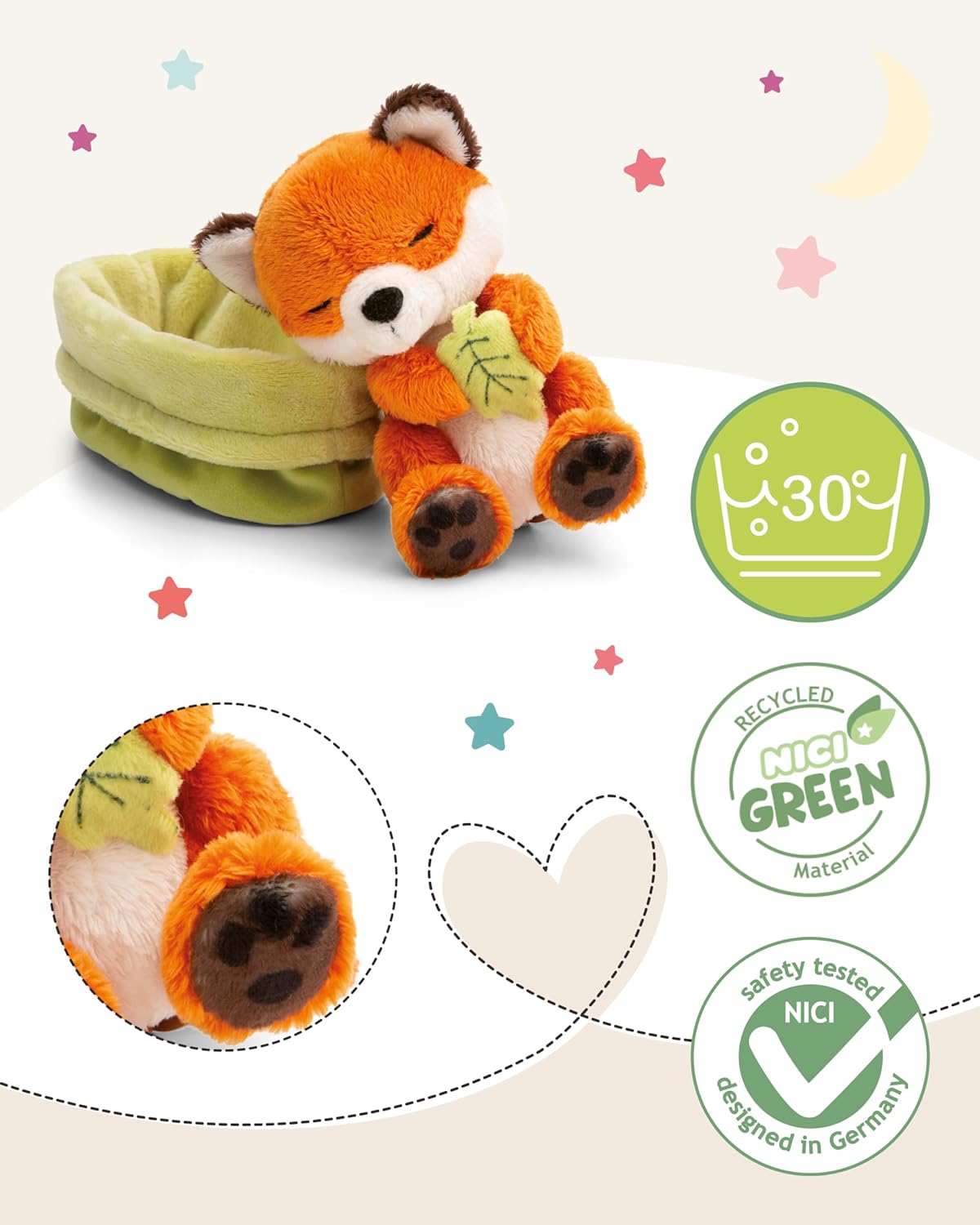 NICI Kuscheltier Fuchs Sleeping Pets 12 cm GREEN (61581)