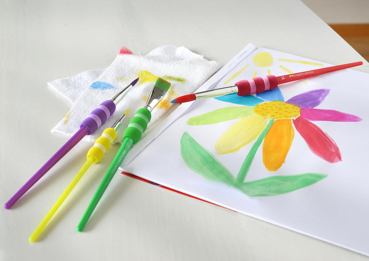 FABER-CASTELL Pinsel mit Softgriffstück mehrfarbig 4 Stück