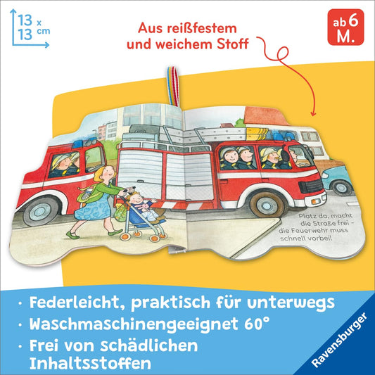 Ravensburger Knuddel-Knautsch Stoffbuch Feuerwehrauto ab 6 M.