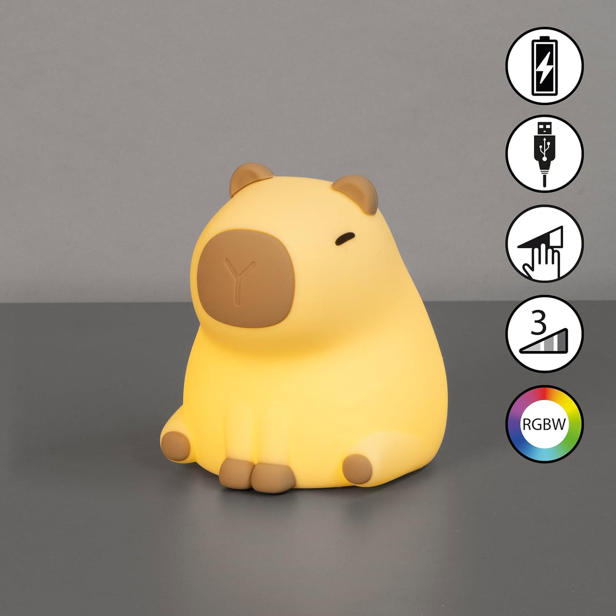 Capybara Piggy Nachtlicht mit RGB, Touch-Dimmer und Akku