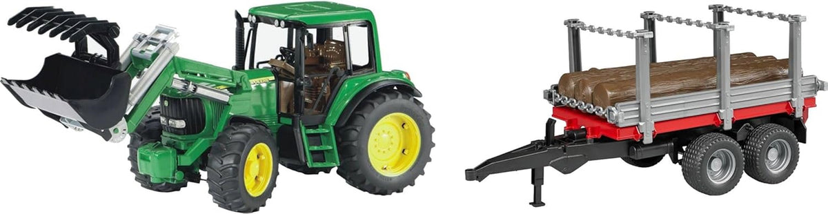 BRUDER John Deere 6920 mit Frontlader und Holzanhänger (01142)