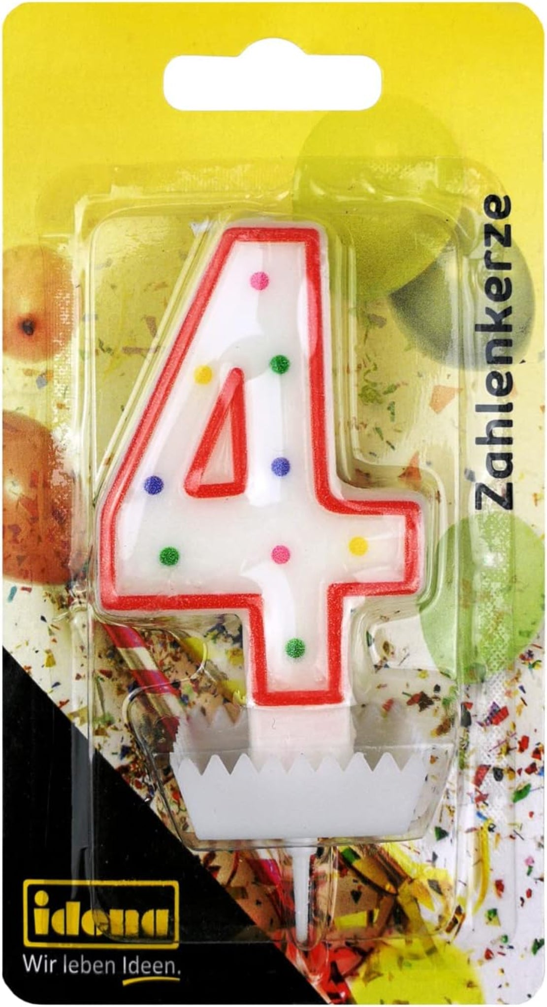 Idena Zahlenkerze „4“ Rot – Tortenkerze Geburtstag