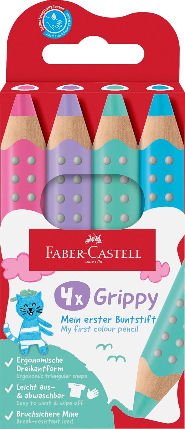Faber-Castell Grippy XXL Buntstifte, 4er Pastell, ab 2 Jahren