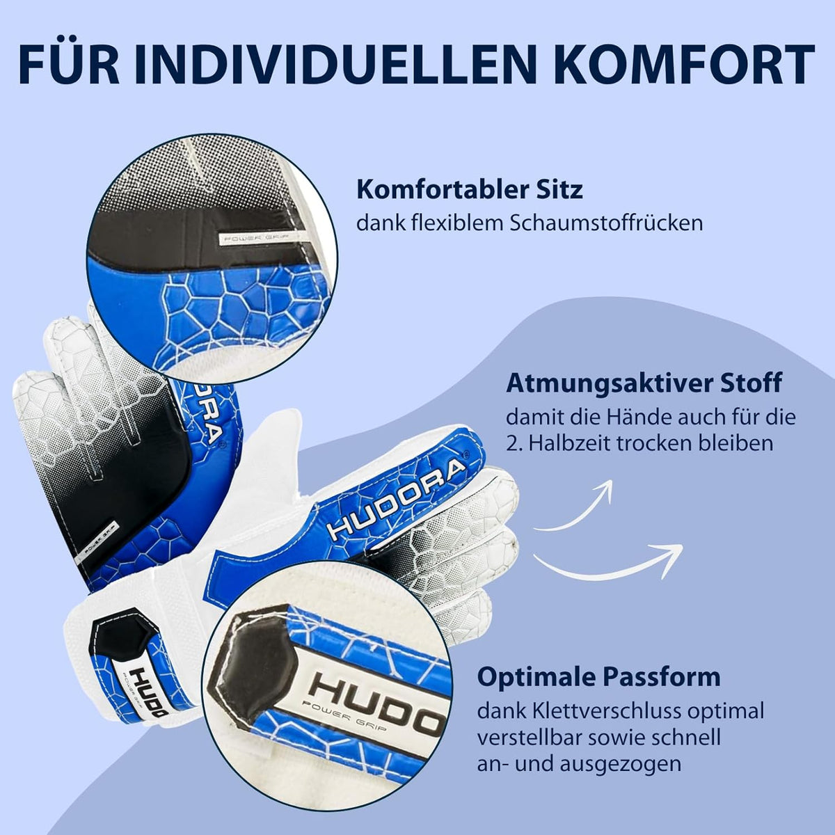 HUDORA Torwarthandschuhe Kinder Größe S blau