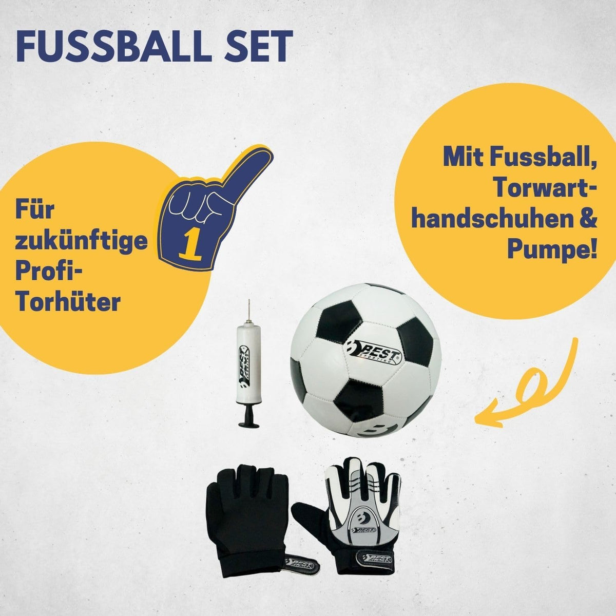 BEST SPORTING Fußball Set Gr. 5 - Ball, Handschuhe & Pumpe