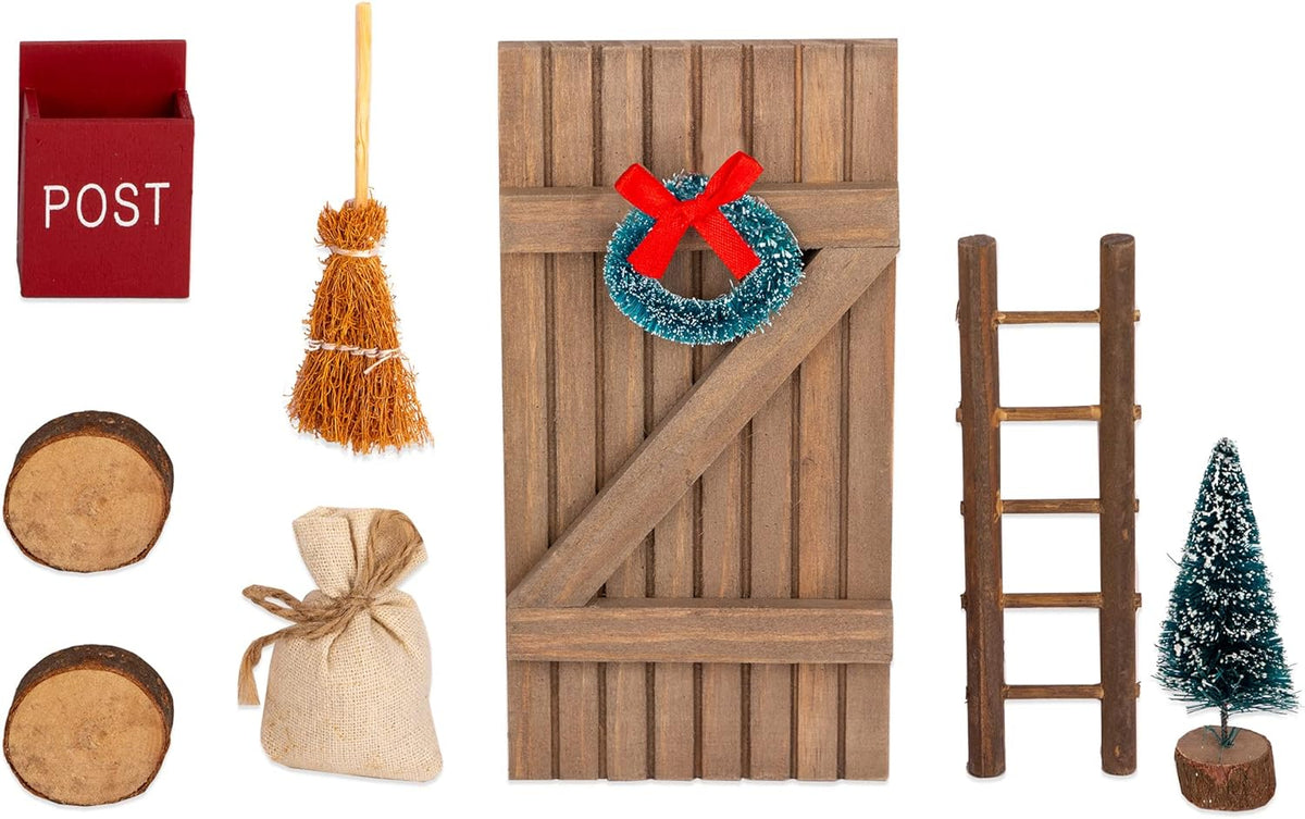 Cepewa Secret Santa Wichteltür Set - 5-teilig mit Weihnachtsbaum & Briefkasten