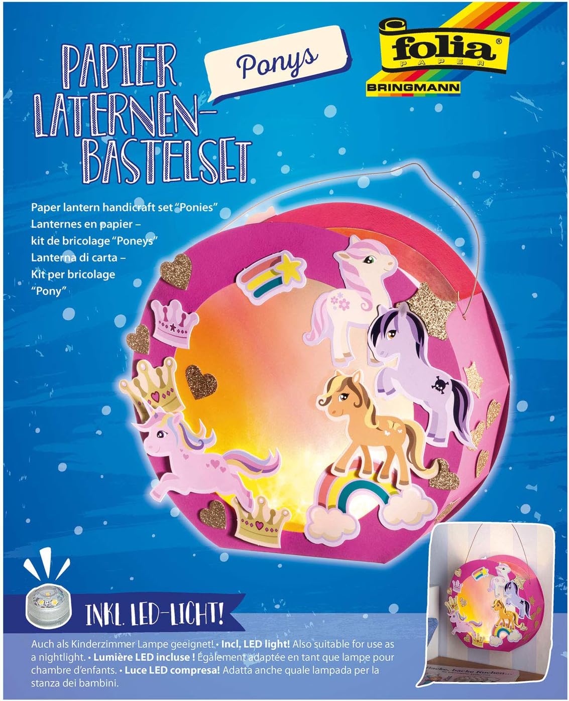 folia Laternen Bastelset Pony inkl. LED-Licht