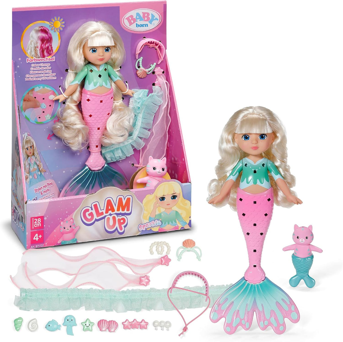 BABY born Glam Up Sparkle Meerjungfrau UV-Farbeffekt