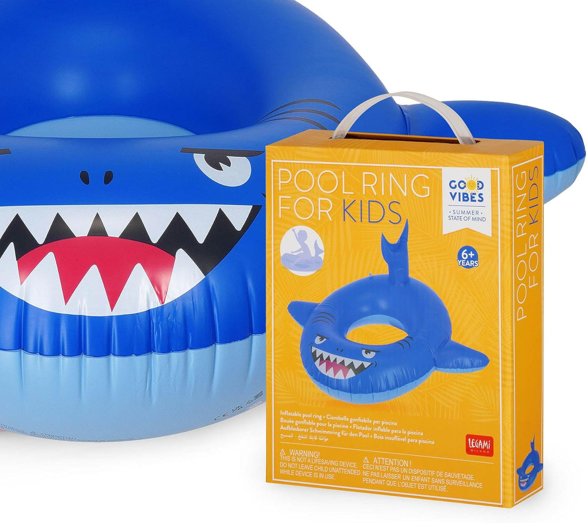 LEGAMI Schwimmring Kinder Shark aufblasbar Pool