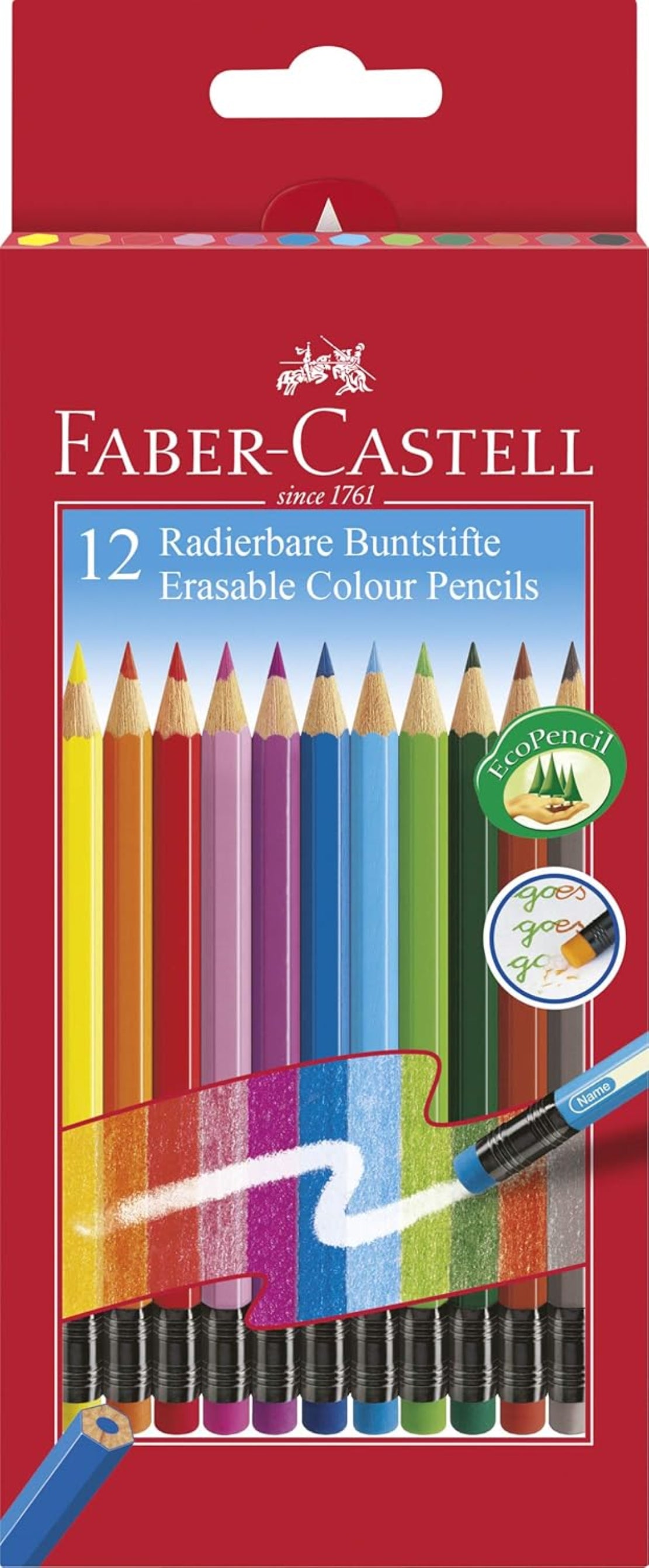 Faber-Castell Buntstifte 12er radierbar – Kartonetui
