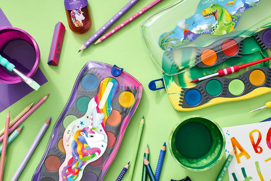 Faber-Castell Wasserfarbkasten Connector Dino 12 Farben