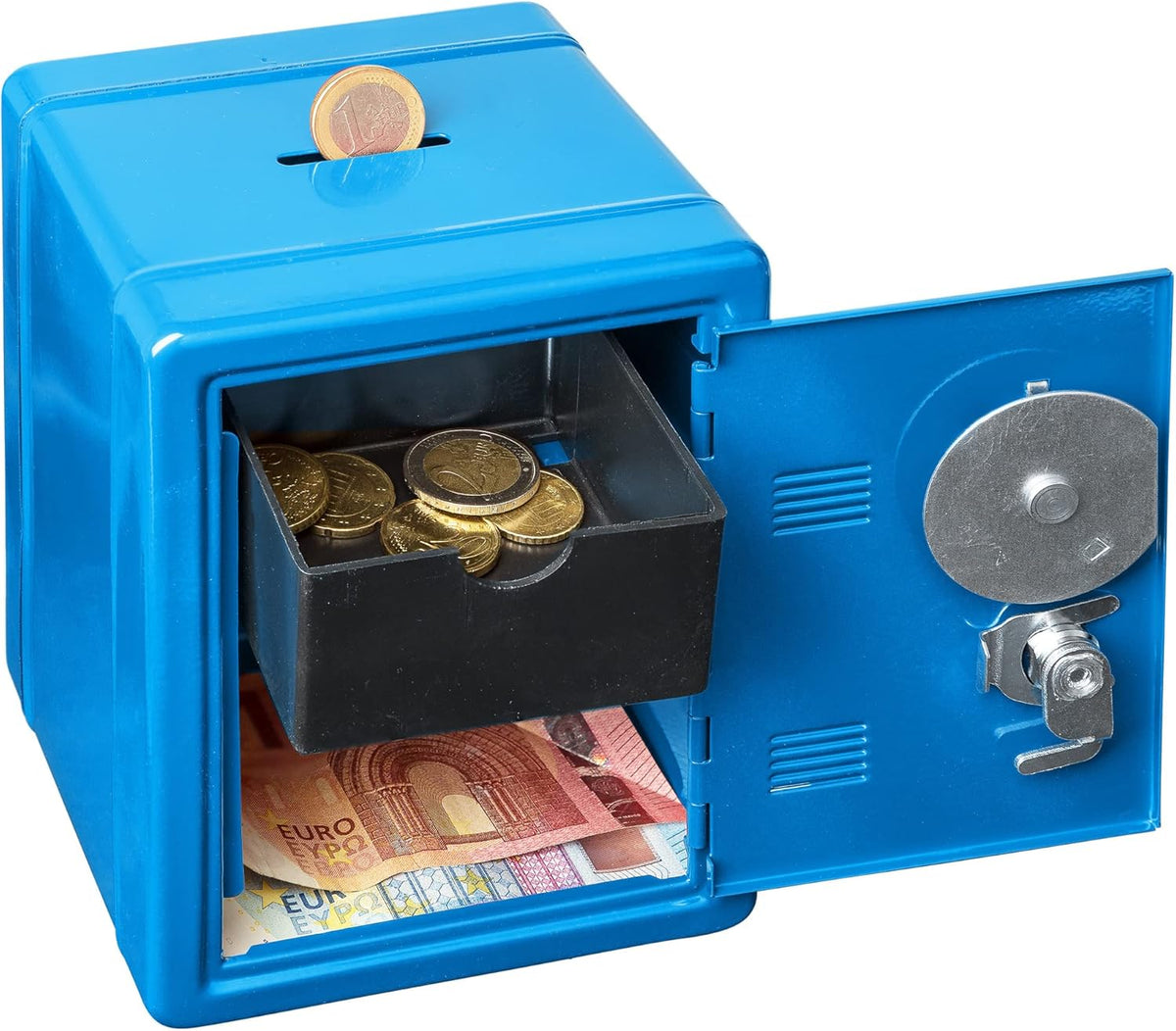 Idena Spartresor Metall blau 12×10×16 cm mit Schlüssel (50036)