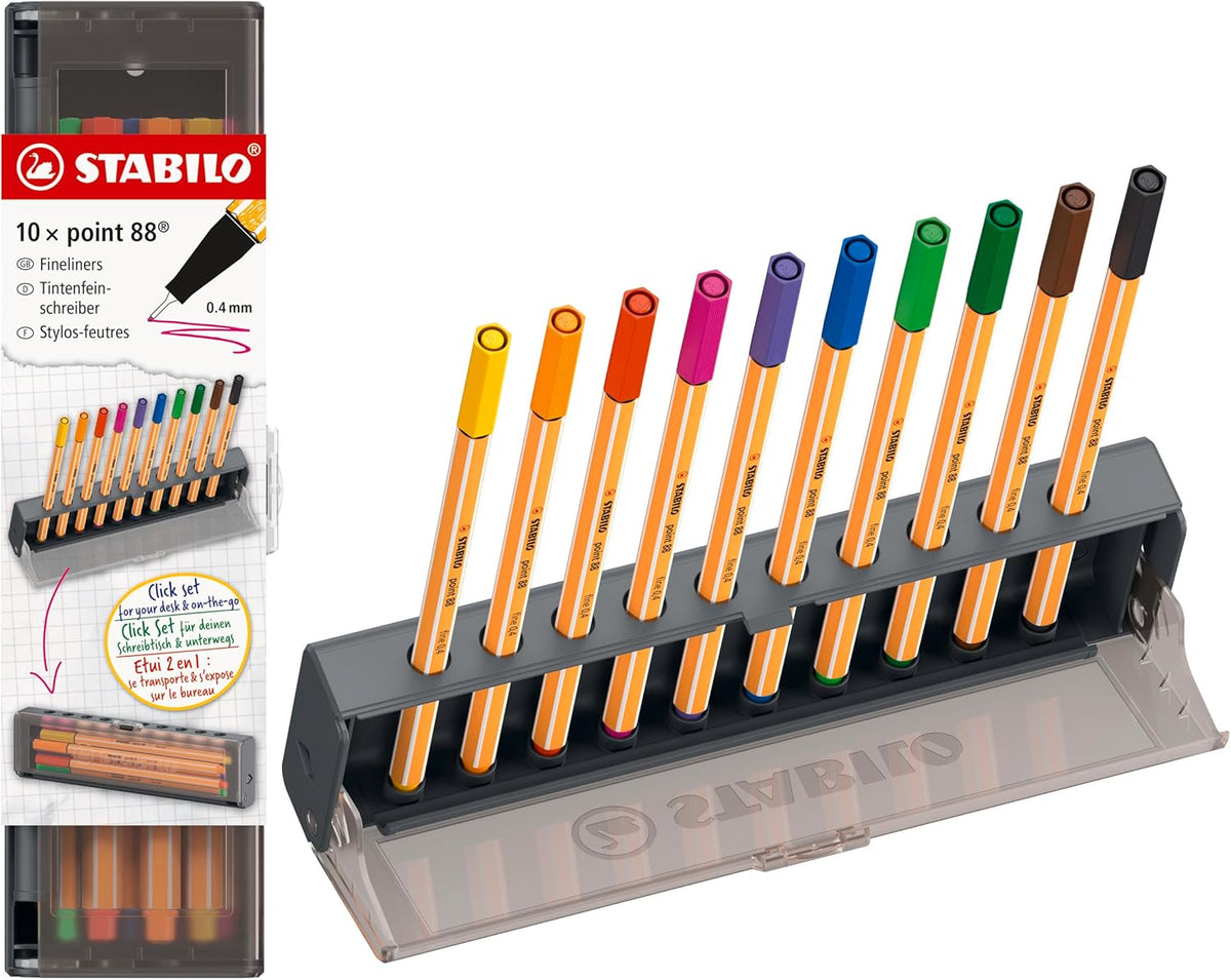STABILO point 88 Klick-Set 10er Fineliner mehrfarbig