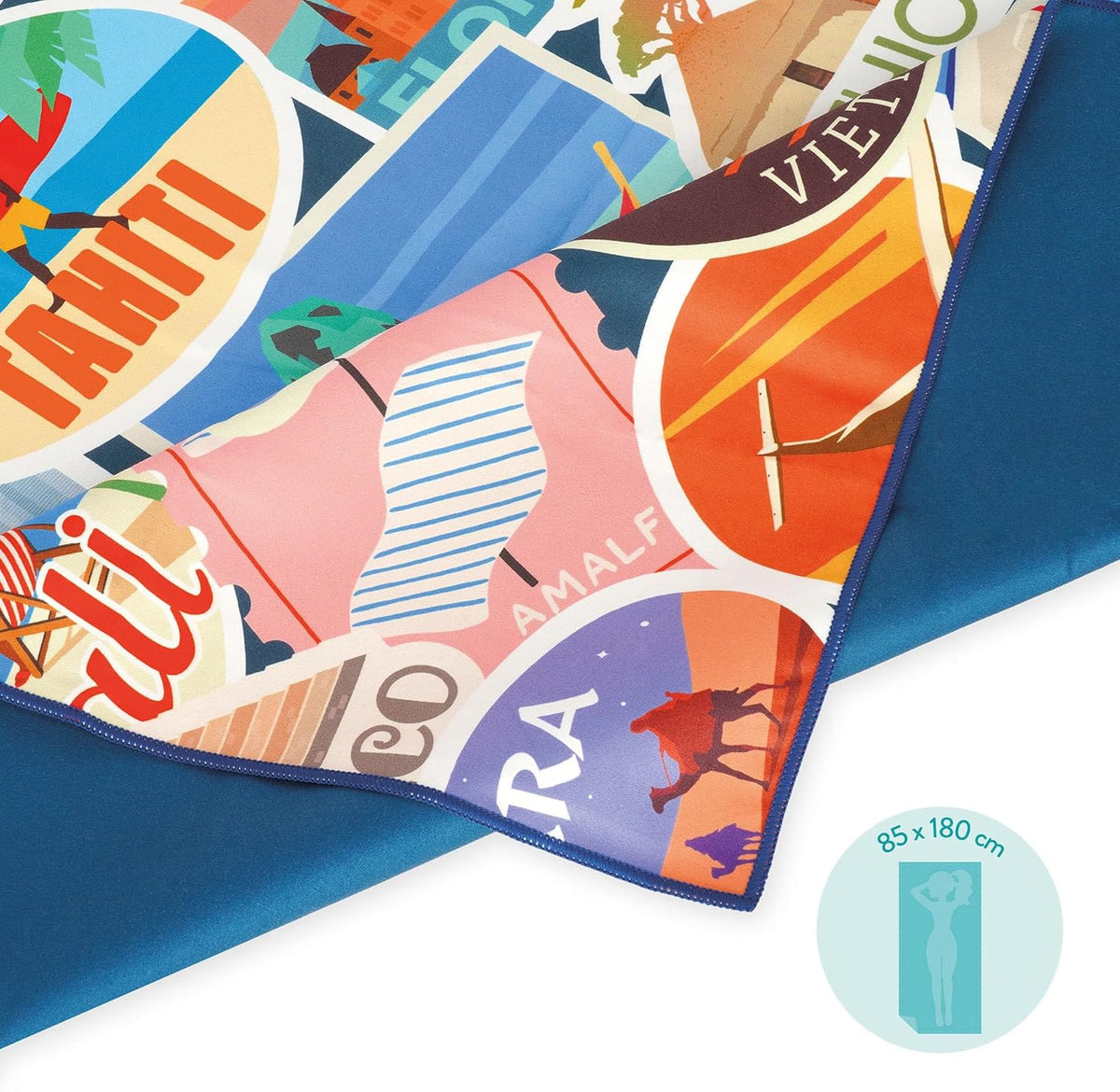 Legami Mikrofaser-Strandtuch Travel Stickers 85x180 cm