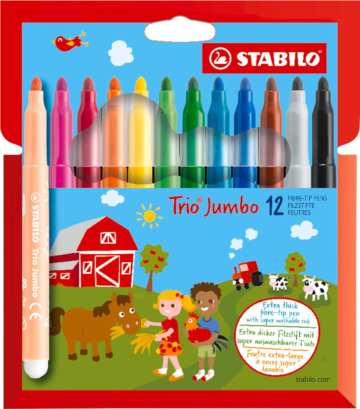 STABILO Trio Jumbo Filzstifte 12er Set – auswaschbar