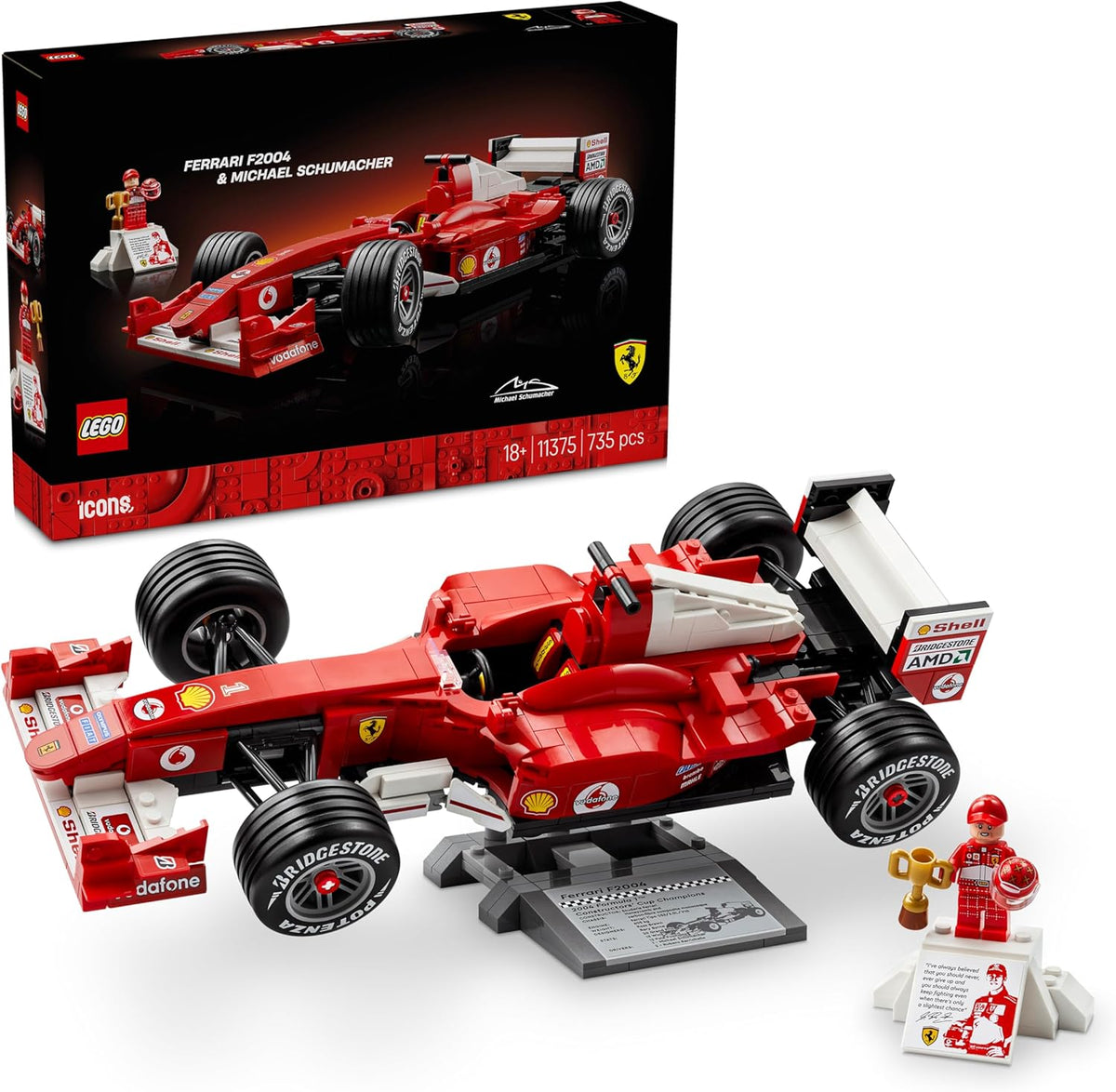 LEGO Icons Ferrari F2004 & M. Schumacher - F1 Modellbau Set