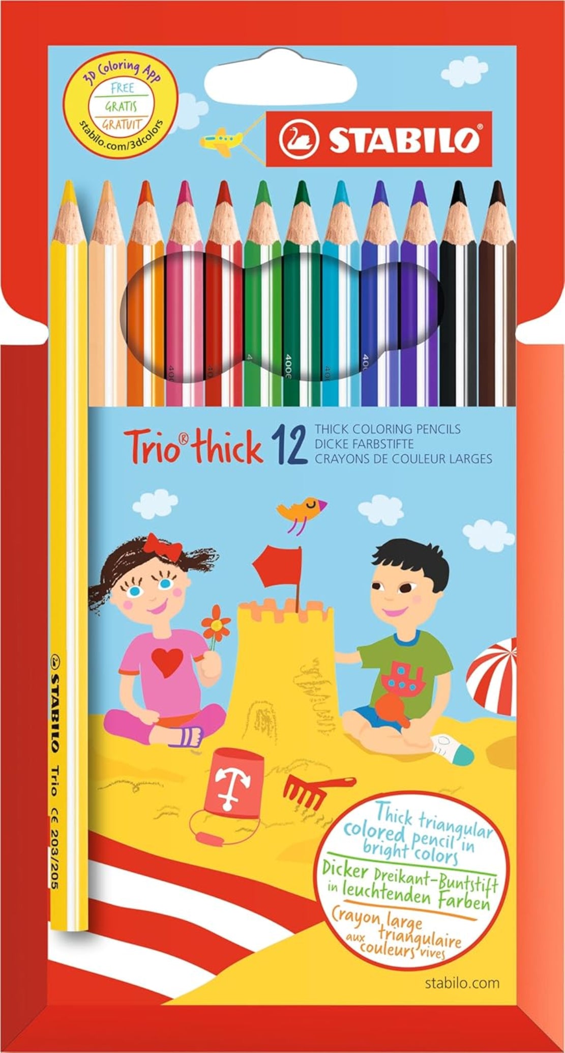 STABILO Trio dick – 12er Kartonetui Dreikant-Buntstift