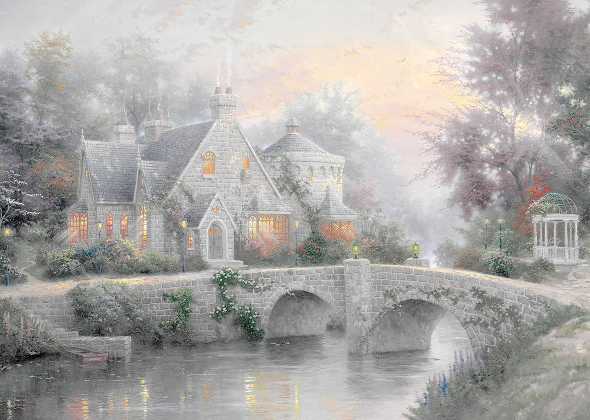 Schmidt Spiele Puzzle Thomas Kinkade Winter in Lamplight Manor 2x1000