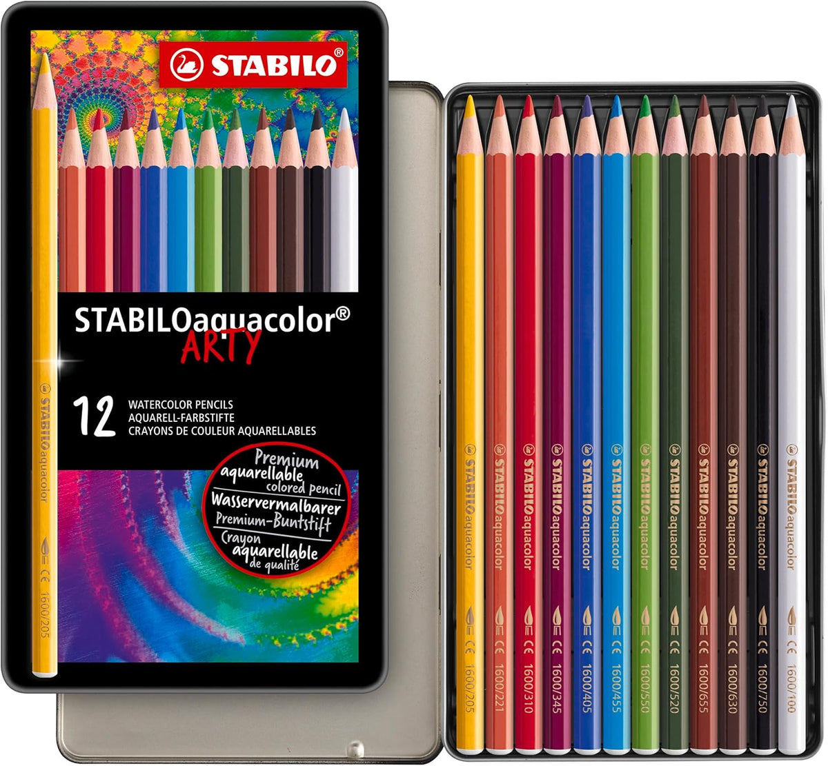 STABILO aquacolor ARTY – Aquarell-Buntstifte 12er Metalletui
