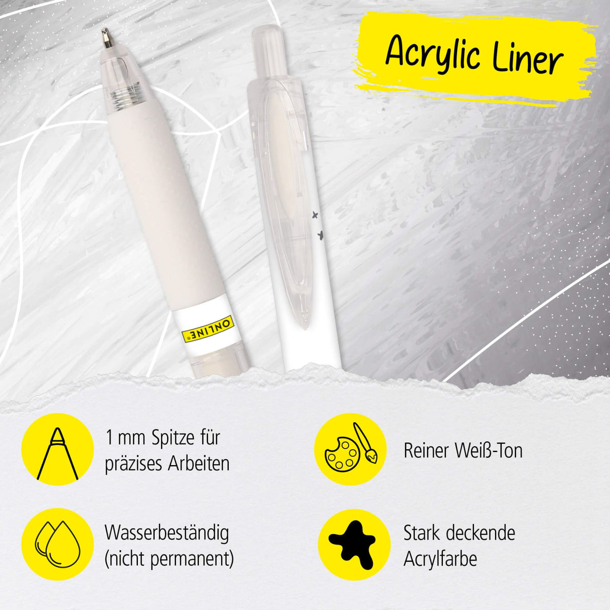 ONLINE Calli.Brush Acrylic Liner Silber 1mm Spitze 12 Farben