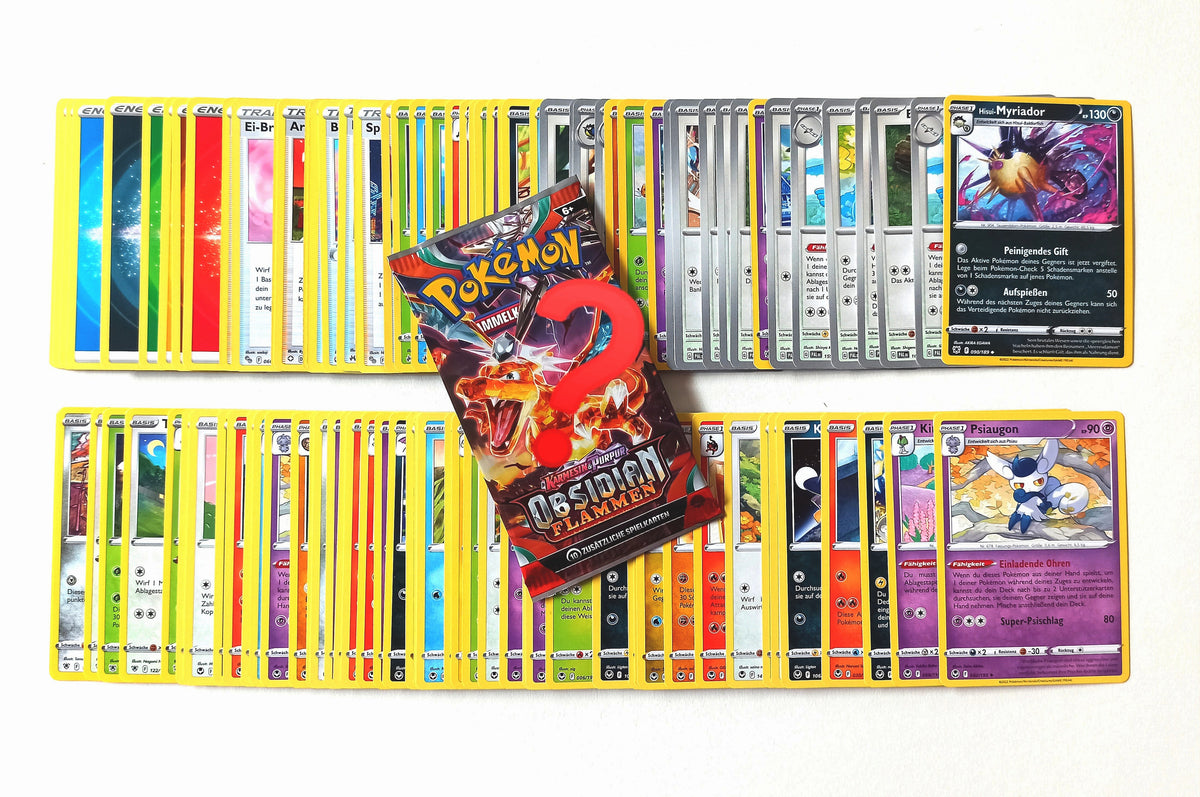 100 Pokémon-Karten - Deutsch - zufällig Sortiert und gemischt + 1 zufälliges Booster Pack