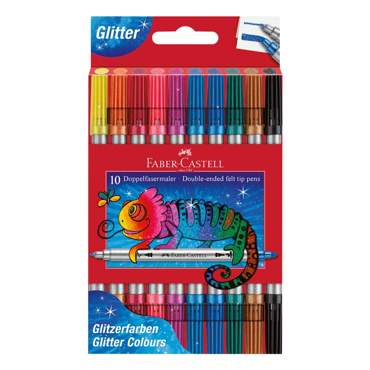 Faber-Castell Doppelfasermaler Glitzer 10er Set Kartonetui