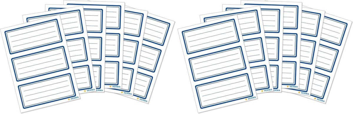 HERMA Heftetiketten „Neutral“ blauer Rand – 18 Stück, 76x35mm