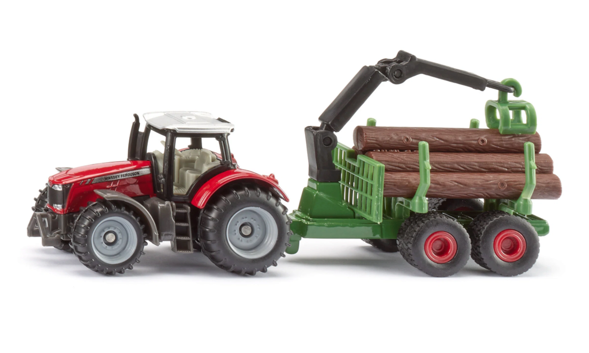 SIKU 1134 Massey Ferguson Traktor mit Forstanhänger