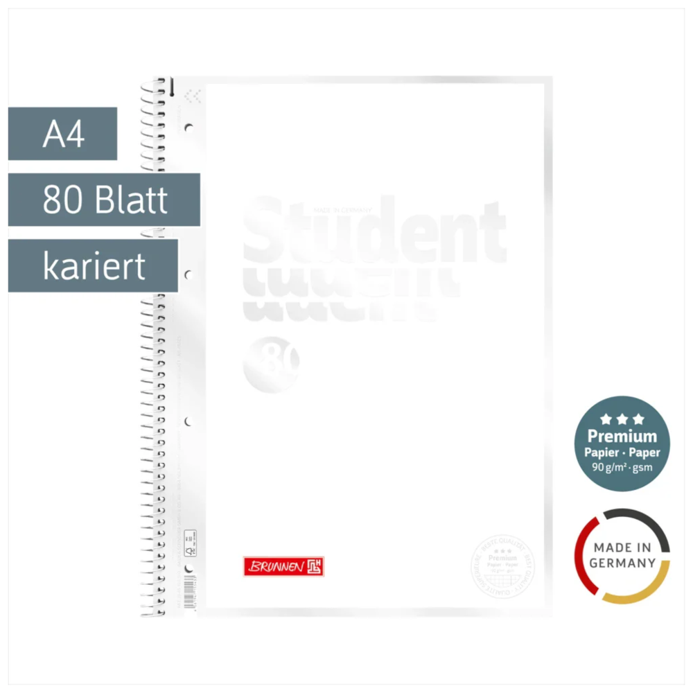 BRUNNEN Collegeblock Premium A4 Lin. 28 kariert 80 Blatt