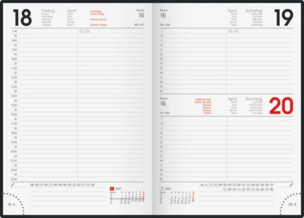 BRUNNEN Buchkalender A5 2027, 1 Tag pro Seite, salbei