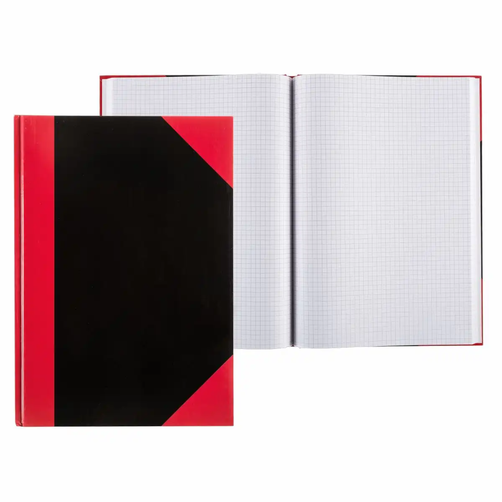 Idena Kladde DIN A6 kariert 96 Blatt Hardcover schwarz/rot