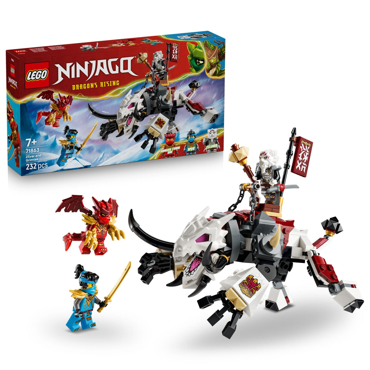 LEGO® NINJAGO 71863 Zilvar auf Drachentier Grimtak – 232 T.
