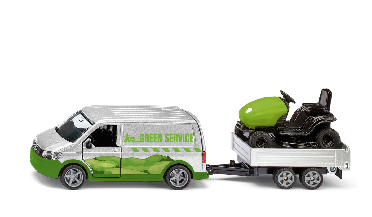 SIKU 2005 VW T6 mit Rasentraktor 1:50 Metall/Kunststoff