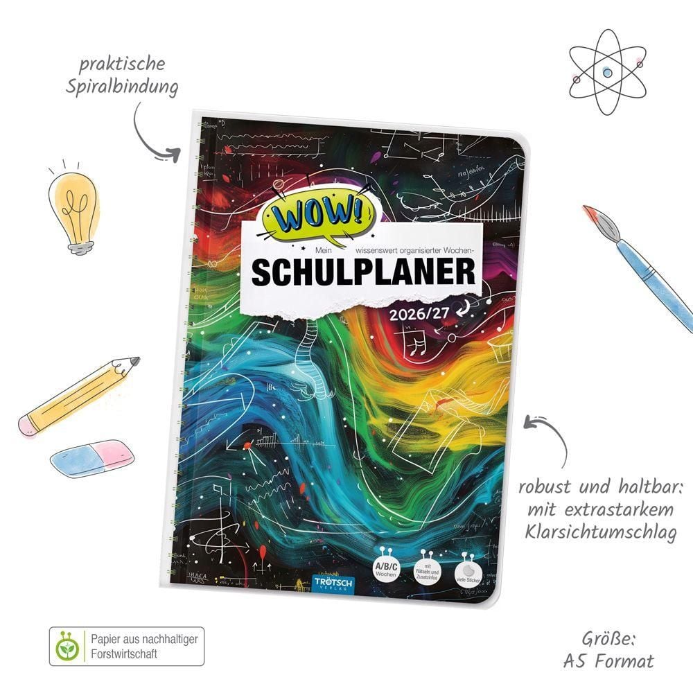 TRÖTSCH Schulplaner WOW!Waves 2026/2027 mit Spiralbindung