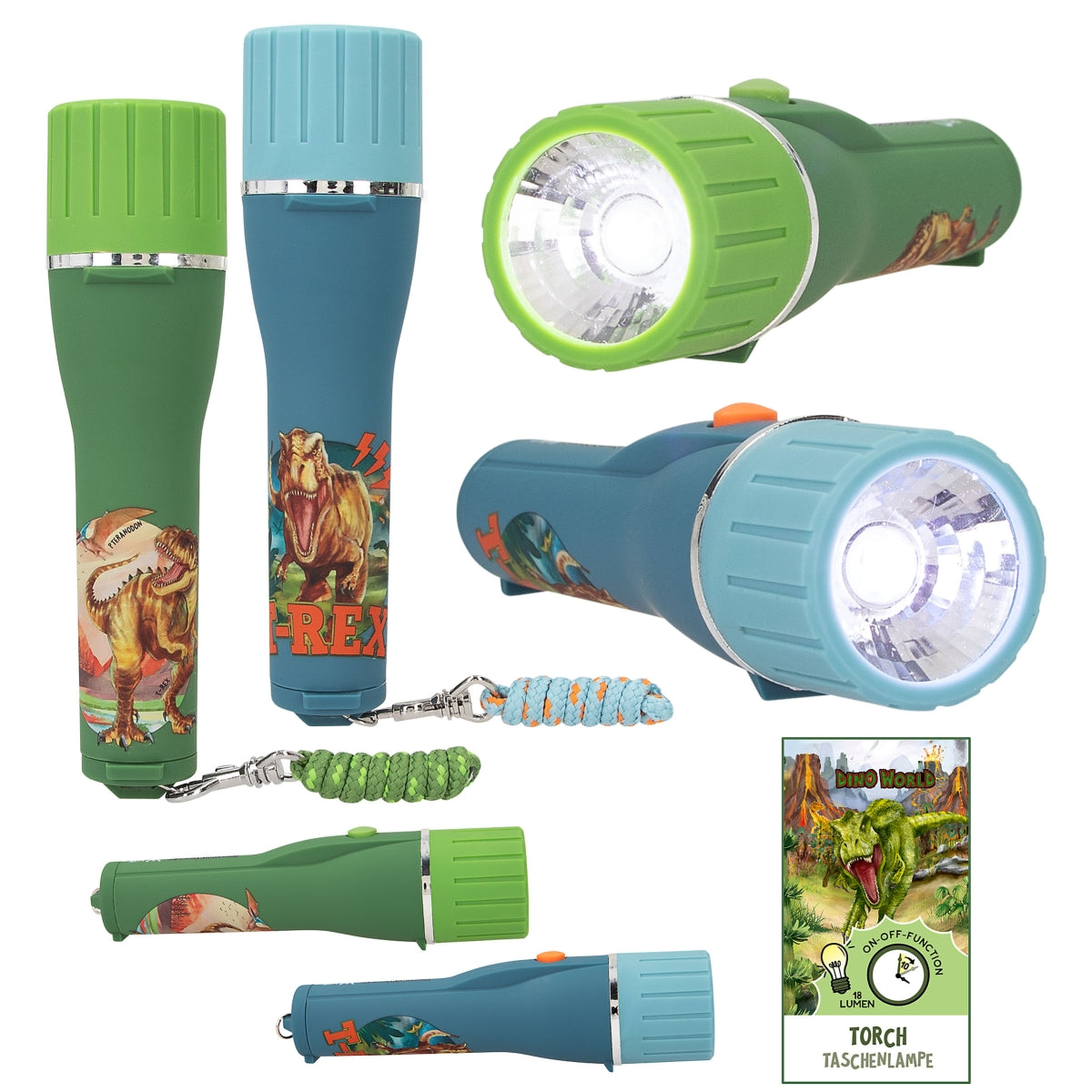 Dino World Taschenlampe mit Timer - zufällige Farbe