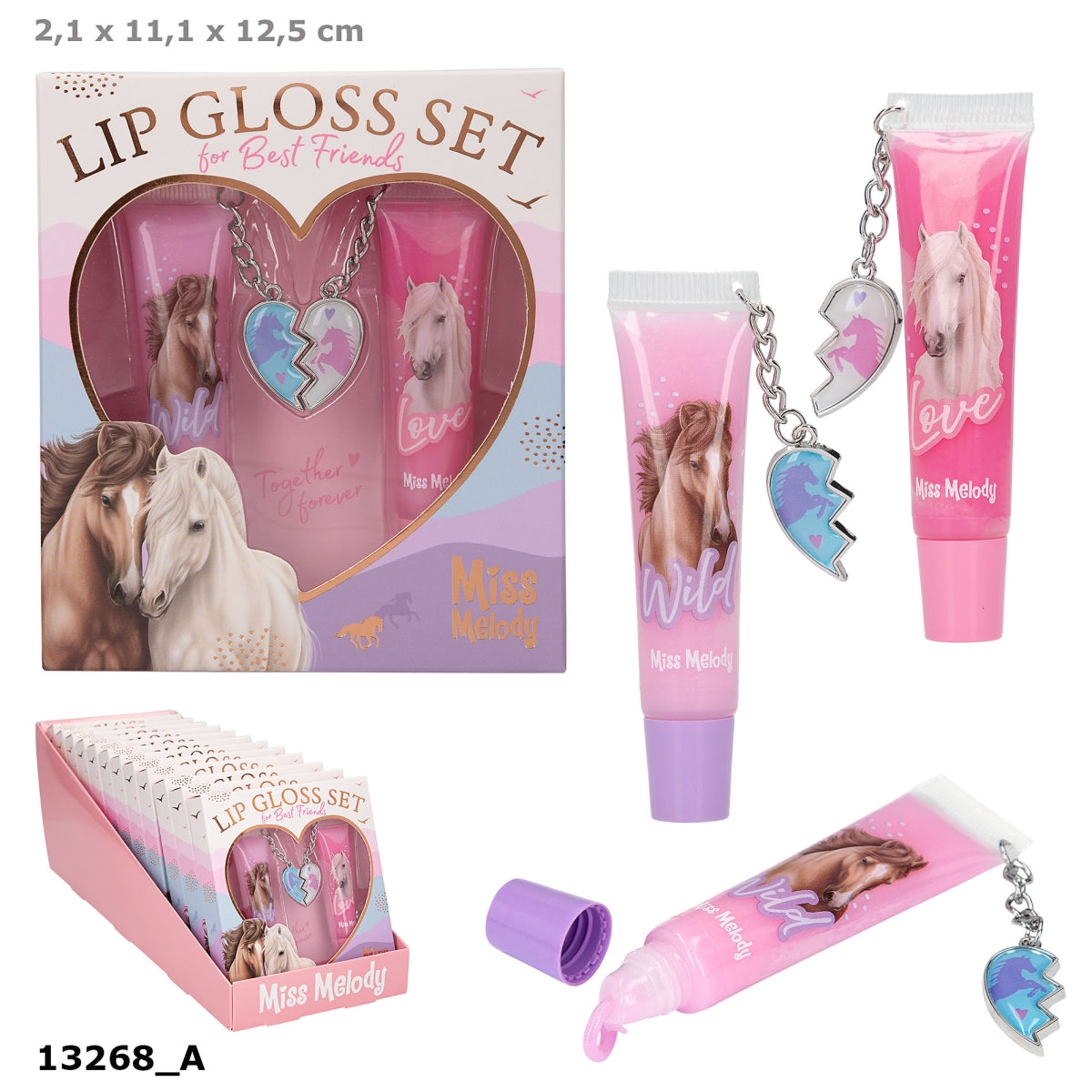Miss Melody Lipglossset BFF - 2 Tuben mit Herz-Anhängern