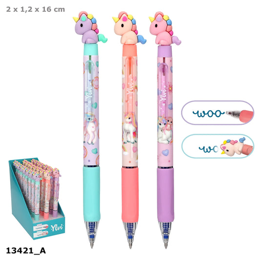 Ylvi Radierbarer Gelstift Einhorn Topper – 1 Stift, Design zufällig