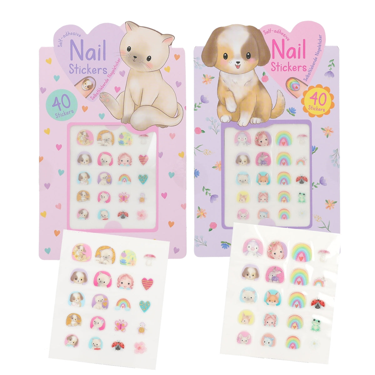 Princess Mimi Nagelsticker Tiermotive - 40 Sticker mit Glitzer & Gold-Details