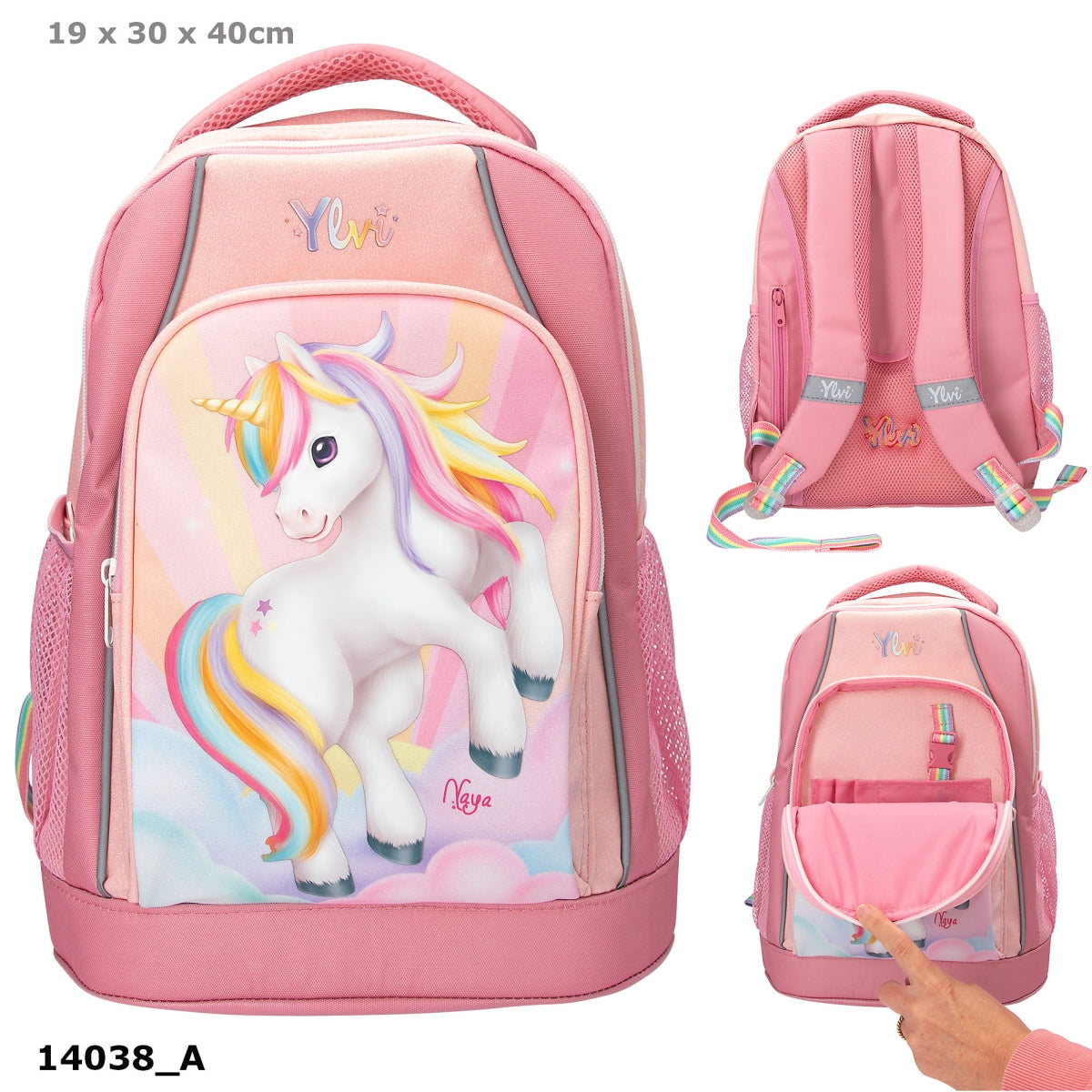 Ylvi Schulrucksack SUGAR POP Einhorn rosa-glitzernd