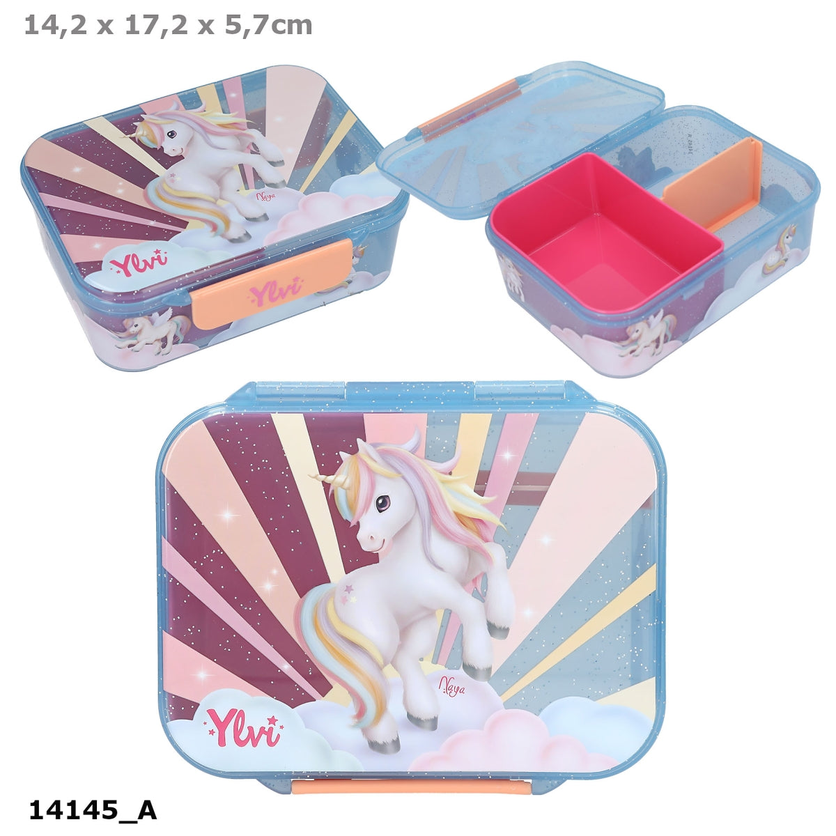 Ylvi Brotdose SUGAR POP - Einhorn mit Extrabox & Teiler