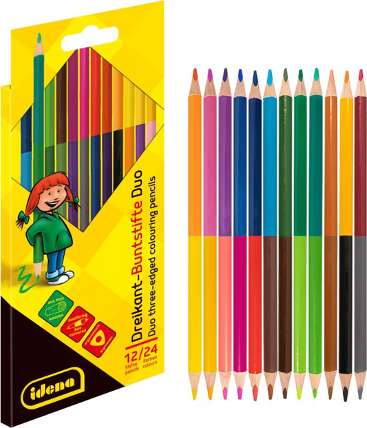 Idena DUO Dreikant-Buntstifte 12 St. / 24 Farben FSC