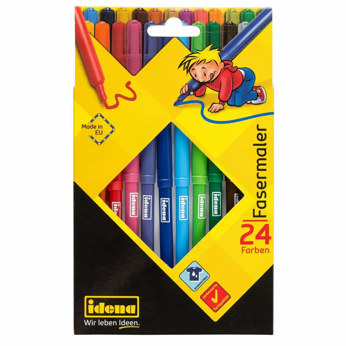 Idena Fasermaler 24 Farben – 2 mm Spitze, auswaschbar