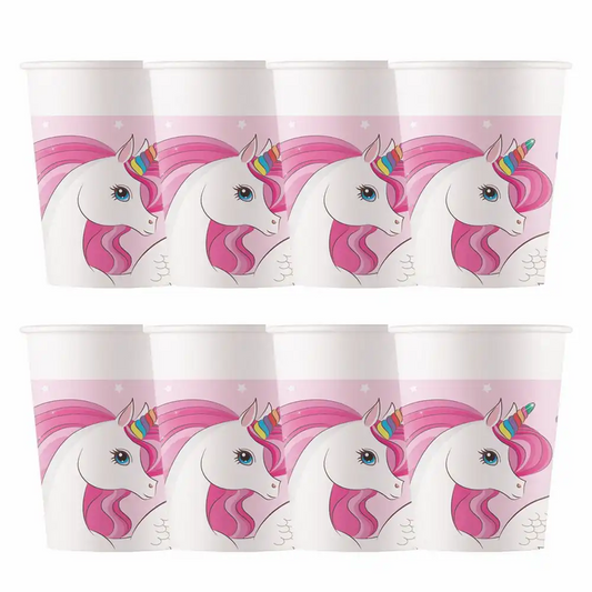 PROCOS Einhorn Pappbecher 200 ml 8 Stück – Unicorn Party