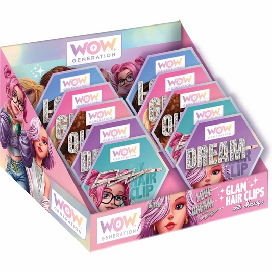 WOW GENERATION 1x Haarklammer mit Schriftzug - 5fach sortiert