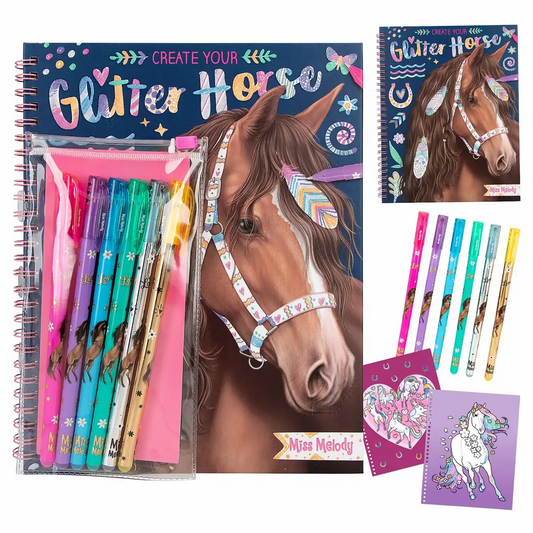DEPESCHE Miss Melody Glitzer-Malset - 30 Pferdemotive mit 6 Glitzer-Gelstiften