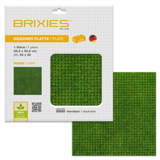 BRIXIES Bodenplatte Rasen 32x32cm - Perfekte Basis für kreative Bauwerke