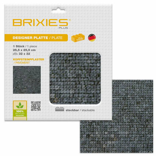 BRIXIES Premium Bodenplatte Kopfsteinpflaster 32x32cm - Perfekte Basis für Ihre Bauwerke