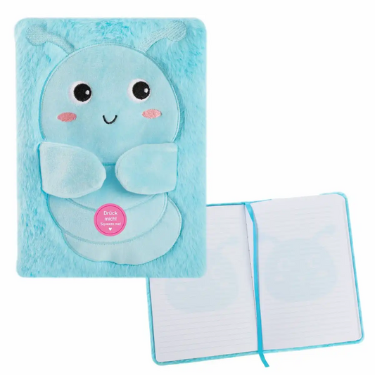 Idena Notizbuch Fluffy Raupe liniert A5, 80 Blatt, 80 g/m²