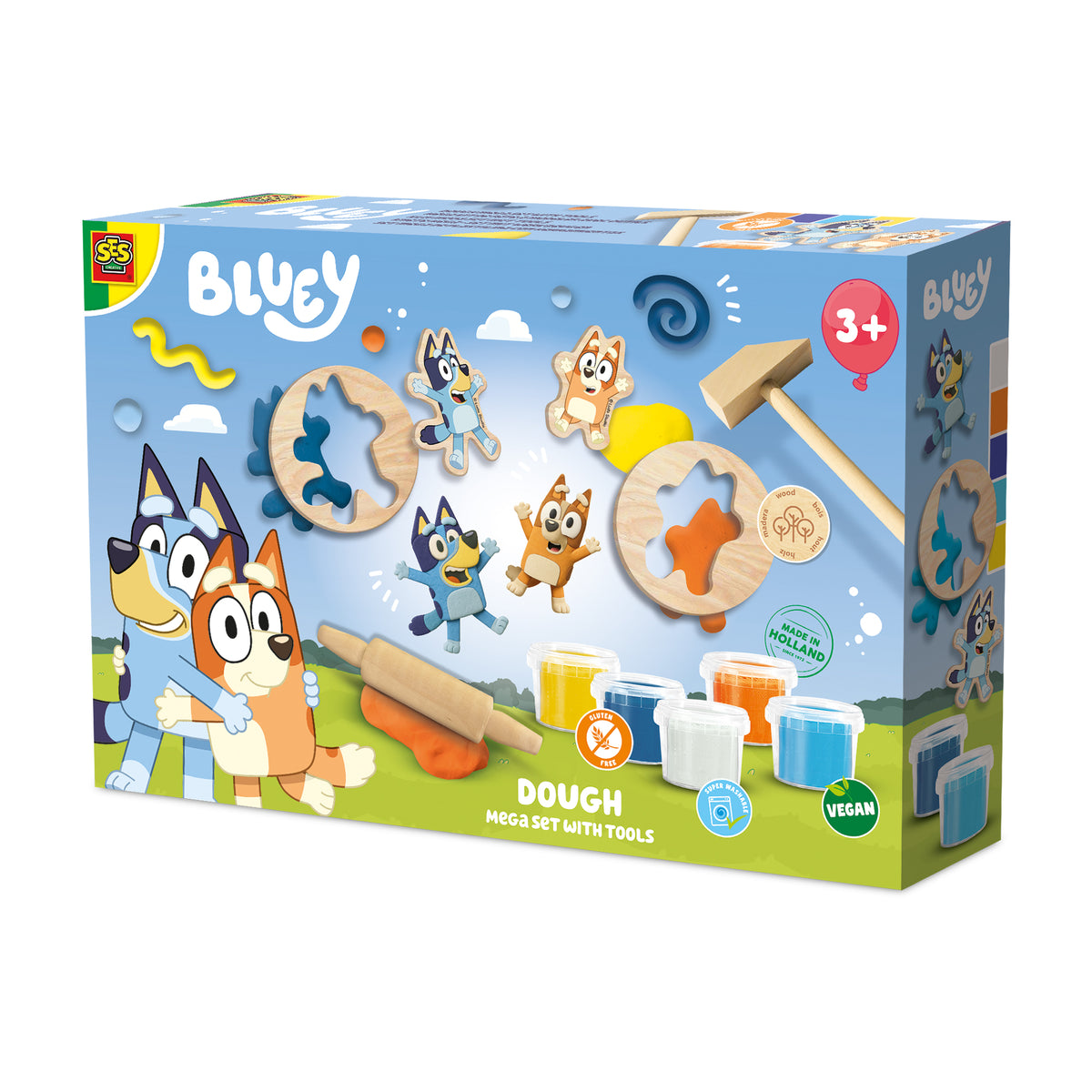SES Creative Bluey Knet-Megaset 5 x 90 g mit Werkzeugen